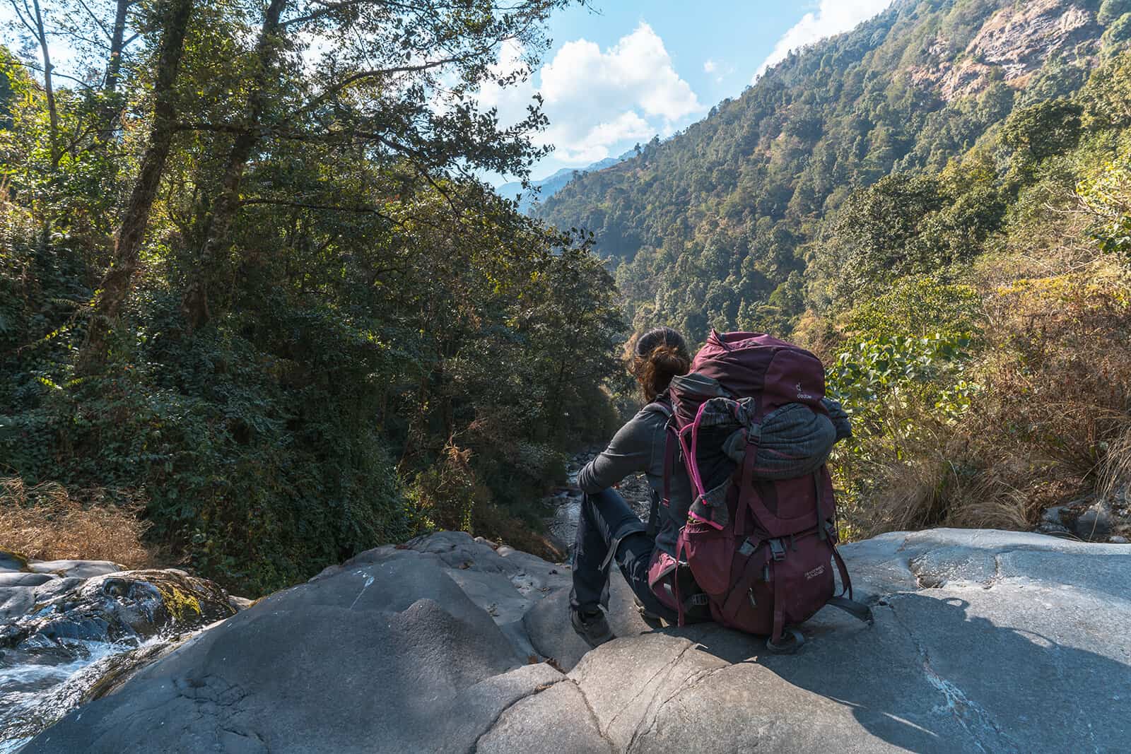 Steffi auf dem Annapurna Trek|Sonnenaufgang auf dem Poon Hill in Nepal|Stefan mit Daunenjacke