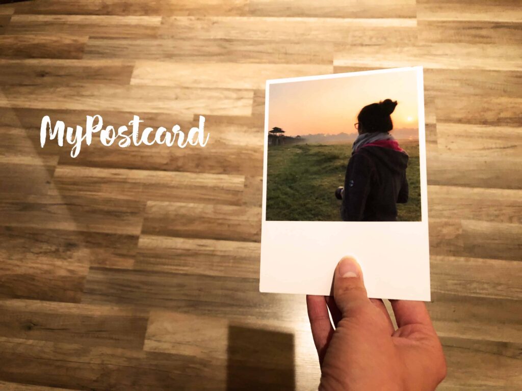 MyPostcard|Vorderseite der Postkarte|Startseite der MyPostcard App|Auswahl der Postkarten Layouts